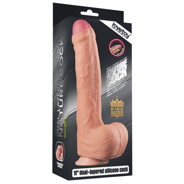 Love Toy King Dual Layer Textured Balls Platinum Silicone Cock 11 inch > Dildos > Large Dildos