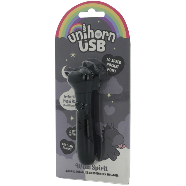 Unihorn Wild Spirit (Black) – Compact USB Silicone Vibrating Bullet with 10 Speeds > Vibrators > Ladies > Clitoral Vibrators and Stimulators