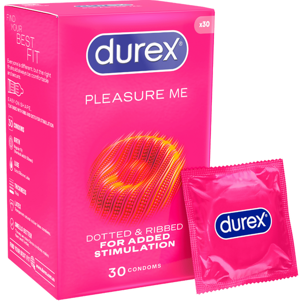 Durex Pleasure Me Ribbed and Dotted Condoms 30 Pack Textured Condom Pack One Size > Essentials > Condoms