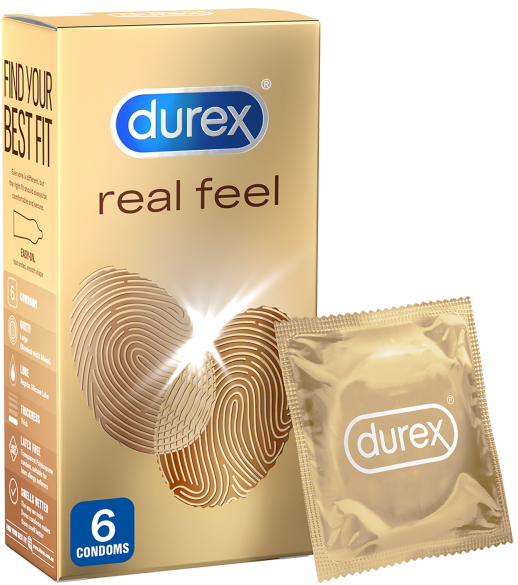 Durex RealFeel – Non-Latex Condoms 56mm Natural Skin Feeling 6 Pack One Size > Essentials > Condoms