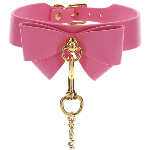 Taboom Malibu Bow Collar and Leash – Vegan Leather Bondage Accessory > Bondage Gear > Collars & Leashes