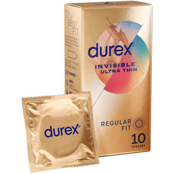 Durex Invisible Regular – Ultra Thin 54mm Nominal Width Condoms 10 Pack One Size > Essentials > Condoms