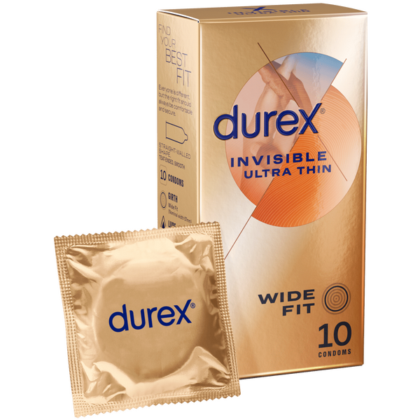 Durex Invisible Wide Fit – Extra Thin 57mm Latex Condom 10 Pack One Size > Essentials > Condoms
