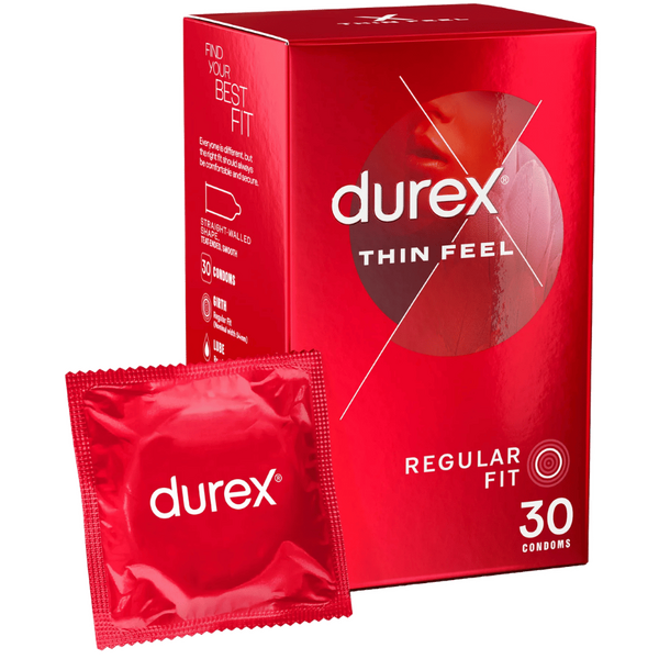 Durex Thin Feel – 20 Percent Thinner Latex Condoms 30 Pack One Size > Essentials > Condoms