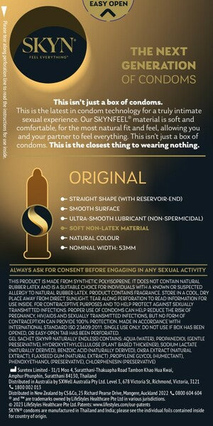 Skyn Original – Natural Feeling Polyisoprene Condoms 10 Pack > Essentials > Condoms