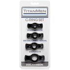 Titanmen Cock Ring Set (Black) – Stretchable Cock Rings Set Black > Cock Ring > Sets