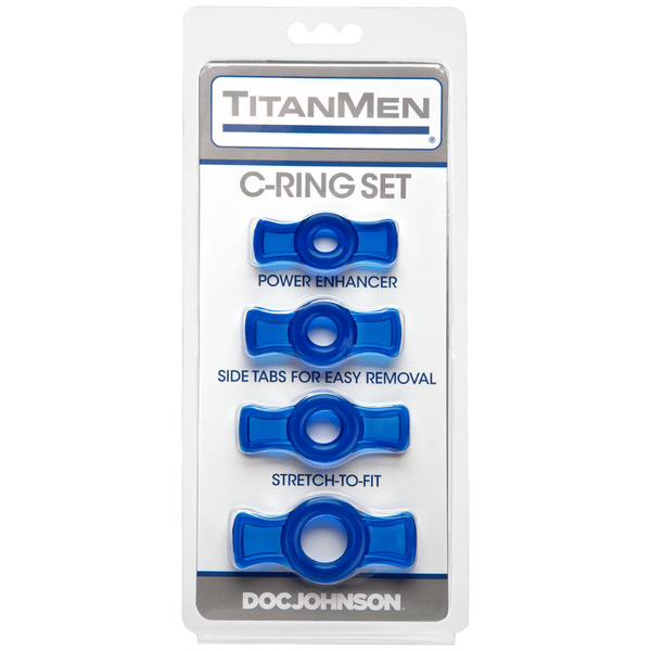 TitanMen Tools Flexible Cock Ring Set – 4 Piece Stretch Fit 0.4 to 0.75 Inch Blue > Cock Ring > Sets