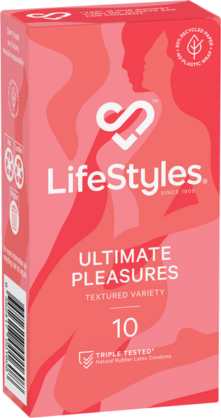 LifeStyles Ultimate Pleasures Variety Pack – Textured Lubricated Condoms Pack of 10 Secondary image