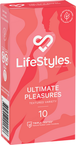 LifeStyles Ultimate Pleasures Variety Pack – Textured Lubricated Condoms Pack of 10 One Size > Essentials > Condoms