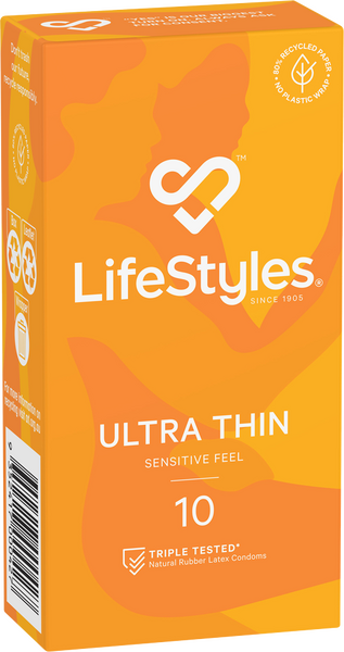 LifeStyles Ultra Thin Condoms – Micro-Thin 53mm Nominal Width Condoms 10 Pack One Size > Essentials > Condoms