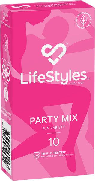 LifeStyles Party Mix – Assorted Flavored Textured Condoms 10 Pack One Size > Essentials > Condoms