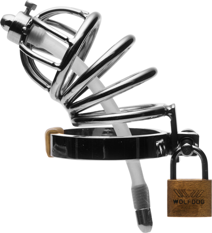 Stainless Steel Chastity Cage With Removable Silicone Urethral Plug – Penis Plug > Bondage Gear > Male Chastity