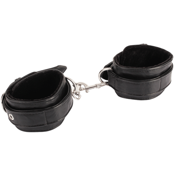 Lock'em Padded Faux Leather Ankle Cuffs With Adjustable Buckle > Bondage Gear > Bed Restraints