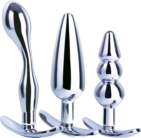 3 in 1 Metal Butt Plug Kit – High Gloss Finish Metal Butt Plug Set > Anal Range > Butt Plug Kits