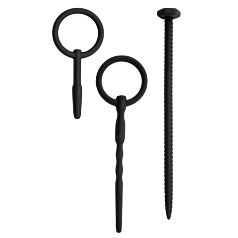 Silicone Urethral Sounding Kit (Black) – Body-Safe 6 to 8 Inch Urethral Sounds > Sex Toys For Men > Sounding Rods