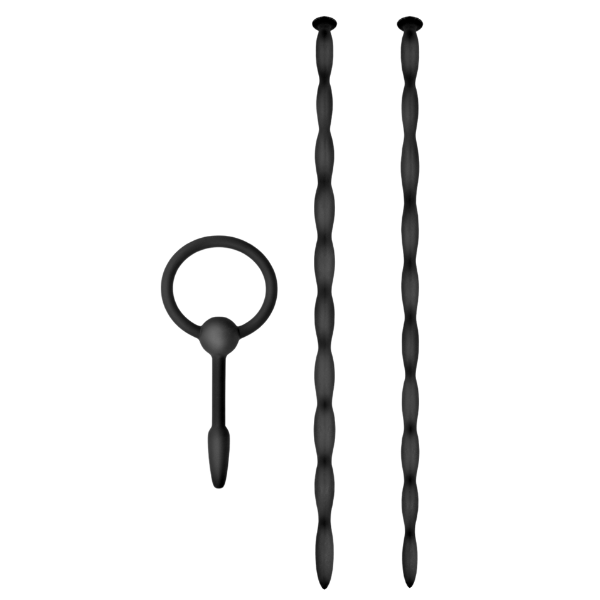 Silicone Urethal Sounding Kit - Twist (Black) > Sex Toys For Men > Sounding Rods