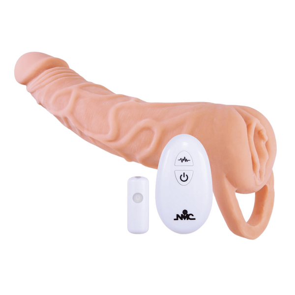 Extendor+ 9 Inch Flesh Extension Sleeve – Vibrating Penis Extender Sleeve with Wireless Remote Control > Sex Toys For Men > Penis Sleeves