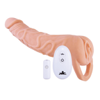 Extendor+ 9 Inch Beige Sleeve (Wireless Remote Control) – Vibrating Penis Extender Sleeve and Vagina Stroker Masturbator Style 2 > Sex Toys For Men > Penis Sleeves