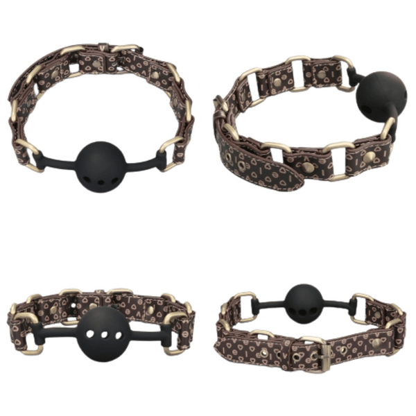 Rebellion Reign Ball Gag – Luxury Faux Leather Ball Gag with Antique Bronze Spikes > Bondage Gear > Gags and Bits