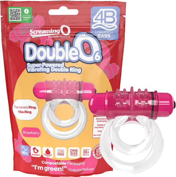 Double O 6 4B Low Pitch Bass (Strawberry) Strawberry > Cock Ring > Vibrating
