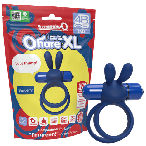 Ohare XL 4B – Deep-Rumbling Bass Vibrator with Rabbit Ears and Stretchy Ring Blue > Vibrators > Finger Vibrators