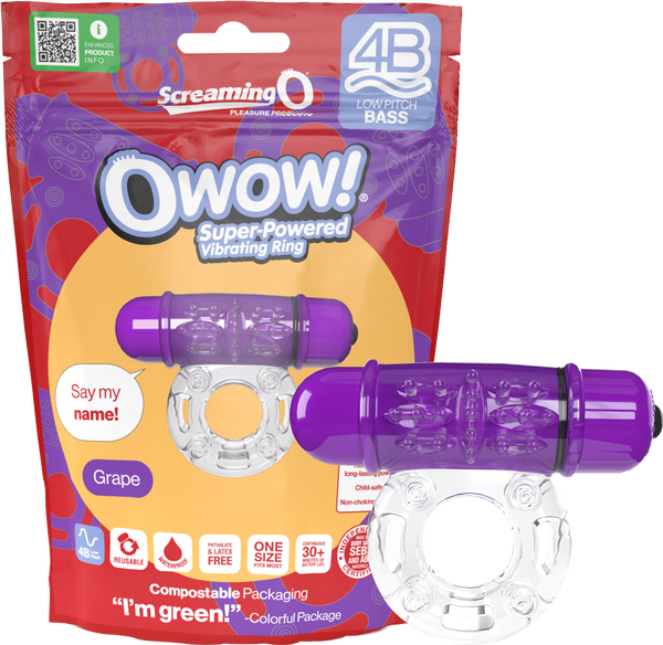 Owow 4B Low Pitch Bass (Grape) Purple > Cock Ring > Vibrating