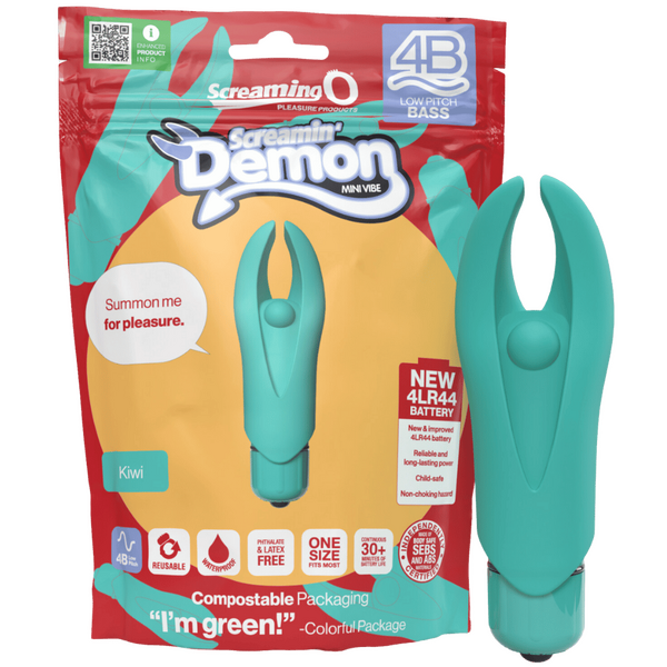 Demon 4B Low Pitch Bass – Deep-Rumbling 5-Speed Vibrator with Silicone Horns Kiwi > Vibrators > Mini Vibrators
