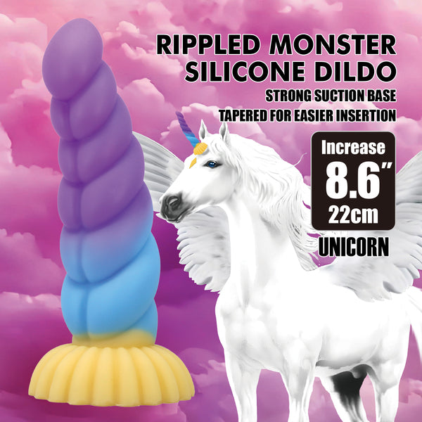 Unicorn Rippled Monster 8.6 Inch Silicone Dildo > Dildos > Fantasy