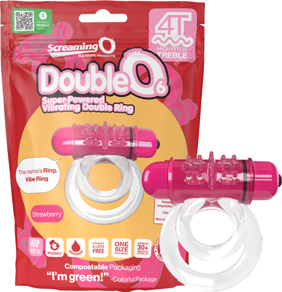 Double O 6 4T High Pitch Treble (Strawberry) Pink > Cock Ring > Vibrating