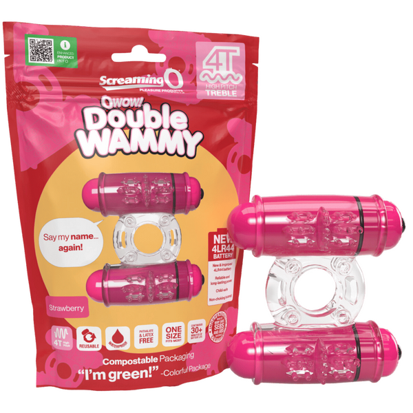 Double Wammy 4T High Pitch Treble (Strawberry) > Cock Ring > Vibrating