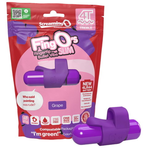 FingO Slim 4T – Waterproof Compact Finger Vibrator with High Pitch Treble Vibrations Grape > Vibrators > Finger Vibrators