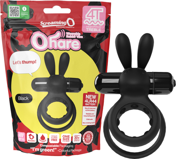 Screaming O Ohare 4T – Body-Safe Silicone Double Ring Vibrator with Clitoral and Perineal Stimulation Black > Sex Toys > Couples Toys