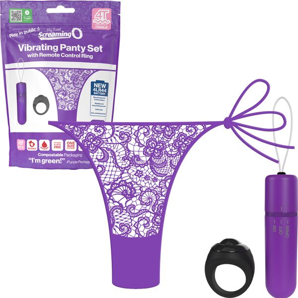 Vibrating Panty Set W/ Remote Ring 4t High Pitch Treble (Grape) Purple > Sex Toys For Ladies > Panty Vibes