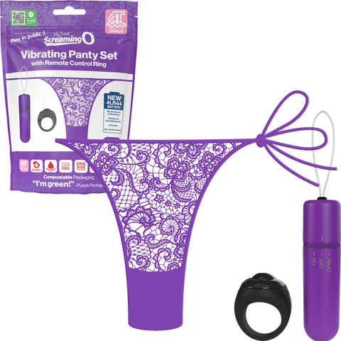 Vibrating Panty Set W/ Remote Ring 4t High Pitch Treble (Grape) Purple > Sex Toys For Ladies > Panty Vibes