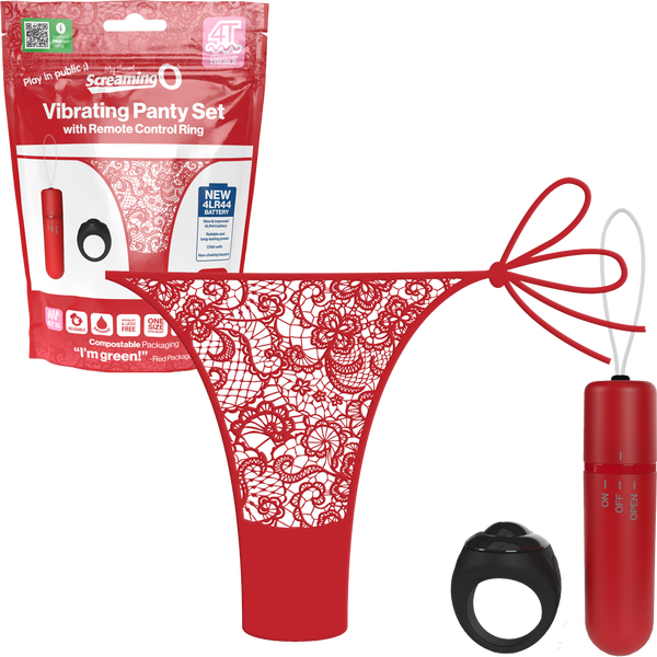 Vibrating Panty Set W/ Remote Ring 4t High Pitch Treble (Red) Red > Sex Toys For Ladies > Panty Vibes