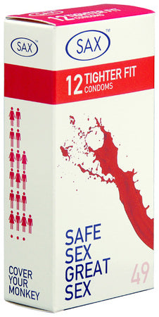 Sax Tighter Fit 12 Pack – Small Size 49mm Nominal Width Latex Condoms One Size > Essentials > Condoms