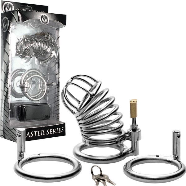 The Jail House Chastity Device – Male Locking Cage Chastity Device with Three Ring Sizes Default Title > Bondage Gear > Male Chastity