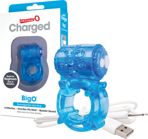 Screaming O Charged BigO – Rechargeable Vibrating Cock Ring Blue > Cock Ring > Vibrating