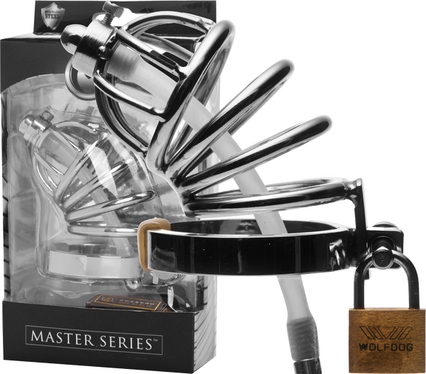 Stainless Steel Chastity Cage With Removable Silicone Urethral Plug – Penis Plug Default Title > Bondage Gear > Male Chastity