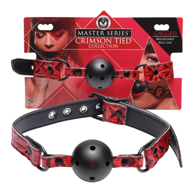 Crimson Tied Breathable Ball Gag – Perforated Comfortable Breathable Ball Gag > Bondage Gear > Gags and Bits
