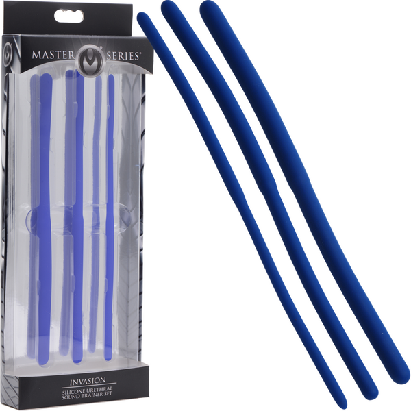 Invasion Silicone Urethral Sound Trainer Set – Body-Safe Flexible Silicone Urethral Sounds Blue > Sex Toys For Men > Sounding Rods