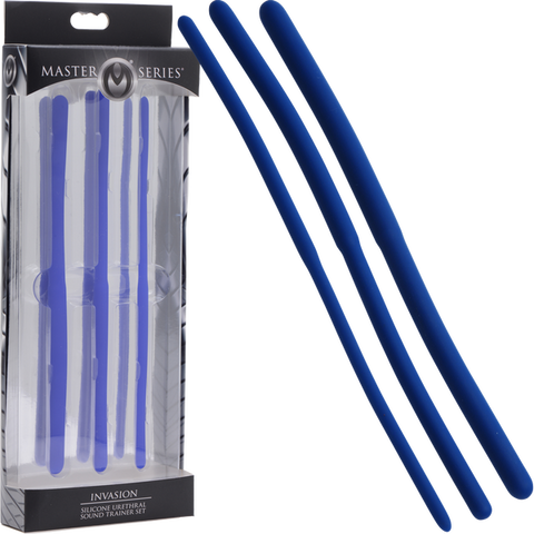 Invasion Silicone Urethral Sound Trainer Set – Body-Safe Flexible Silicone Urethral Sounds Blue > Sex Toys For Men > Sounding Rods