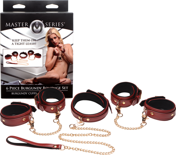 6 Piece Bondage Set – Vegan PU Leather Restraints and Cuffs Kit > Bondage Gear > Bondage Kits