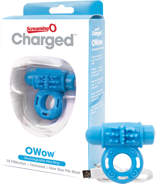 O Wow Ring – Rechargeable Vibrating Cock Ring with 10 Vibration Functions Blue > Cock Ring > Vibrating