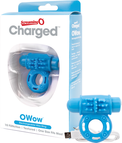 O Wow Ring – Rechargeable Vibrating Cock Ring with 10 Vibration Functions Blue > Cock Ring > Vibrating