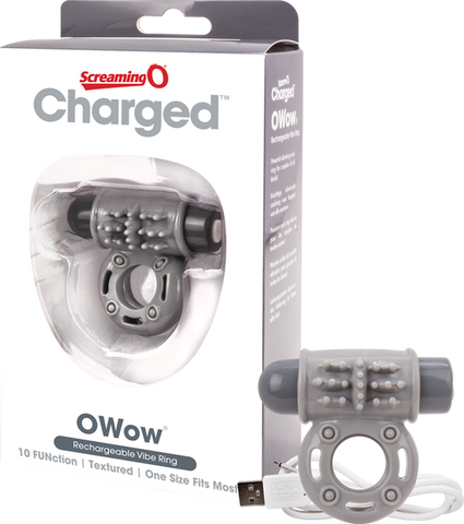 O Wow Ring – Rechargeable Vibrating Cock Ring with 10 Vibration Functions Gray > Cock Ring > Vibrating