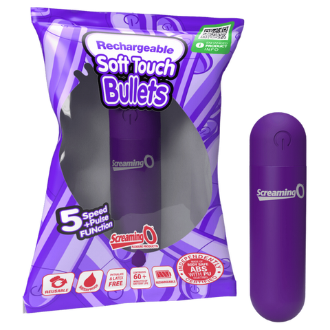 Rechargeable Soft Touch Bullet (Purple) – Waterproof 5-Speed Compact Vibrator Purple > Vibrators > Mini Vibrators