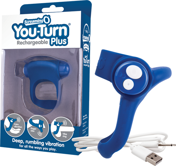 Charged You-Turn Plus – Rechargeable Vibrating Cock Ring Blue > Cock Ring > Vibrating