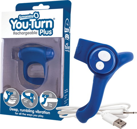 Charged You-Turn Plus – Rechargeable Vibrating Cock Ring Blue > Cock Ring > Vibrating