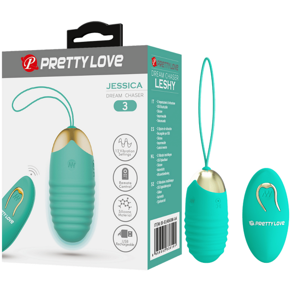 Rechargeable Jessica – Multi-Speed Remote-Controlled Silicone Egg Vibrator with 12 Vibration Settings Seafoam > Sex Toys For Ladies > Vibrating Eggs